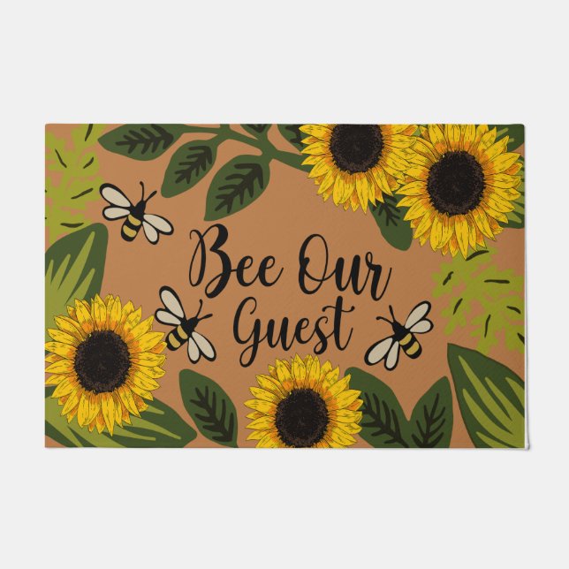 Bee Our Guest Sunflower Garden Mat, Gardener Gift  Doormat (Front)