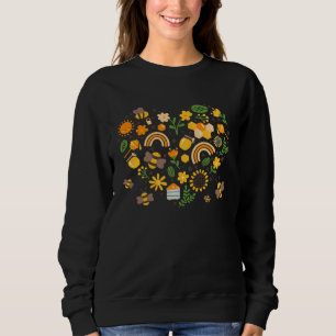 Bee Outfit Idea For Women With Flowers Heart & Bum Sweatshirt