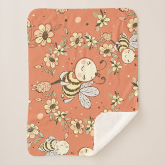 Bee Painting Sherpa Blanket