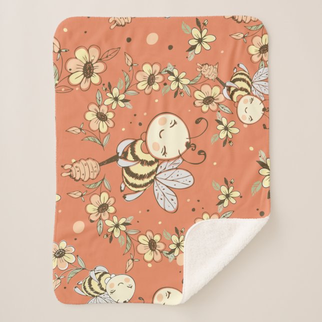 Bee Painting Sherpa Blanket (Front)