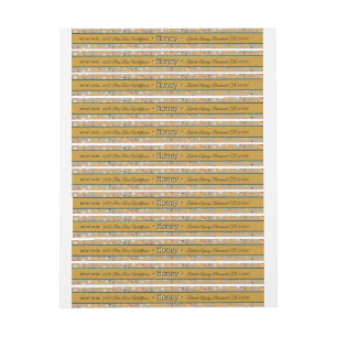 Bee Pattern Golden Amber Floral Honey Jar Wrap Around Label