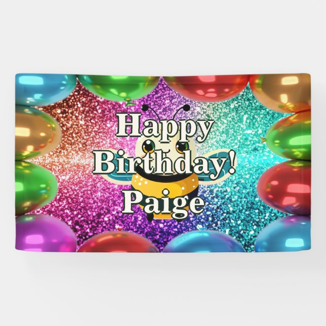 Bee Personalised character birthday banner (Horizontal)