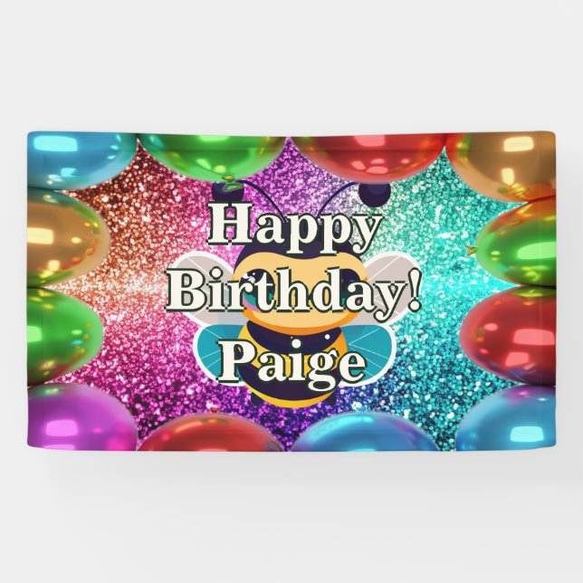 Bee Personalised character birthday banner (Horizontal)