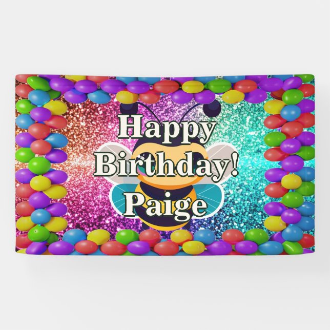 Bee Personalised character birthday banner (Horizontal)