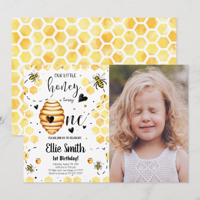 Bee Photo Invitation (Front/Back)