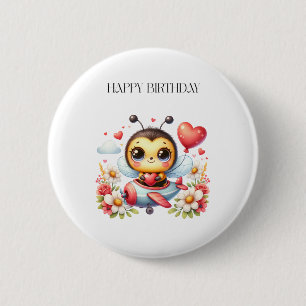 Bee Pilot Birthday 6 Cm Round Badge