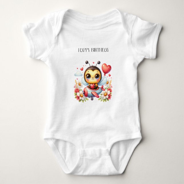 Bee Pilot Birthday Baby Bodysuit (Front)