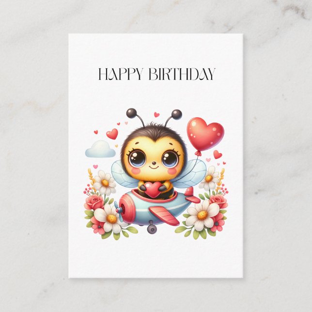 Bee Pilot Birthday Enclosure Card (Front)