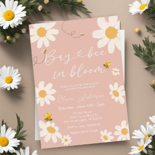 Bee Pink Daisy Cute Bay Bee Baby Shower  Invitation