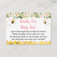 Bee Pink Gold Floral Baby Shower Book Request