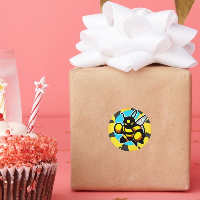 Bee positive classic round sticker (Party)