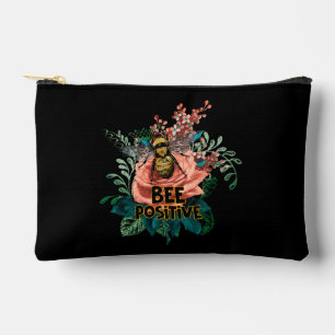 Bee Positive Floral Vibes Drawstring Bag