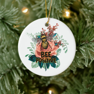 Bee Positive Floral Vibes Drawstring Bag Ceramic Tree Decoration