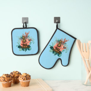 Bee Positive Floral Vibes Drawstring Bag Oven Mitt & Pot Holder Set