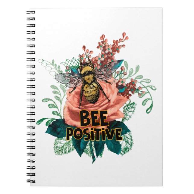 Bee Positive Floral Vibes Notebook (Front)