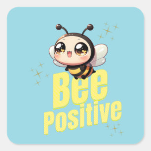 Bee Positive Square Sticker