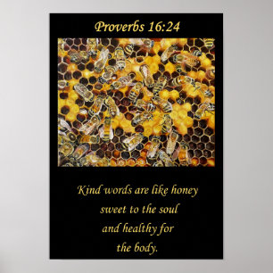 Bee Poster. Kind Words are Like Honey Christian A3 Poster