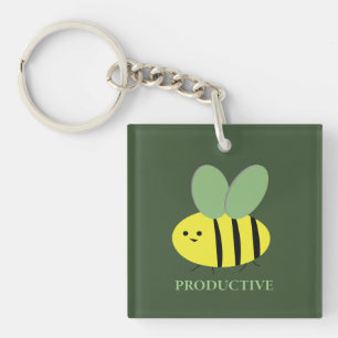 Bee Productive, Green Key Ring