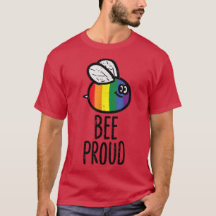 Bee Proud Cute Rainbow Flag Pride Month Ally Gay L T-Shirt