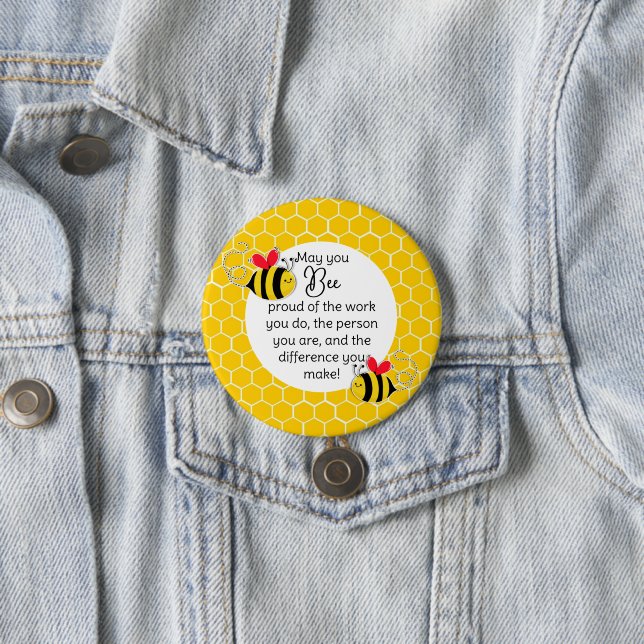 Bee Proud Teacher Appreciation honeycomb  7.5 Cm Round Badge (In Situ)