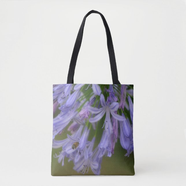 Bee Purple Flowers Nature Tote Bag (Front)