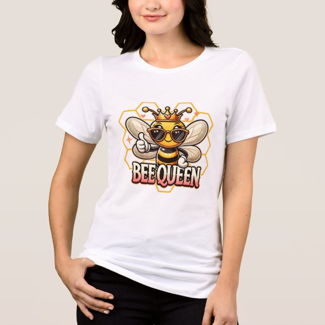 Bee Queen | Cute & Sassy Honeybee Art Tri-Blend Shirt (Front)