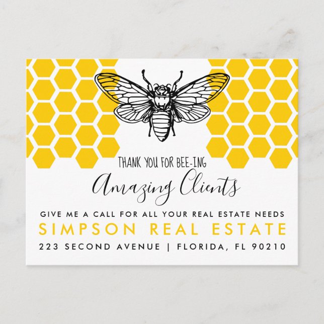 Bee Real Estate Referral Card Amazing Clients (Front)