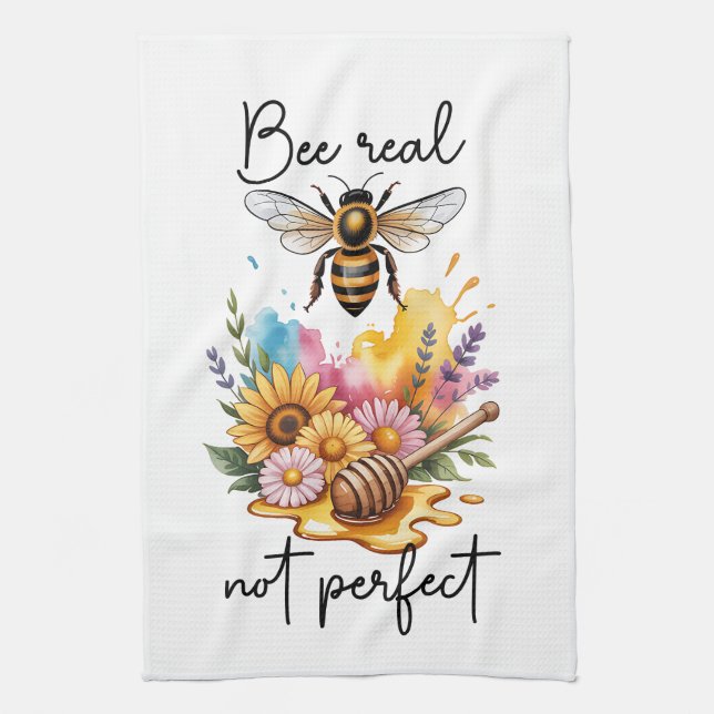 Bee Real Not Perfect Tea Towel (Vertical)
