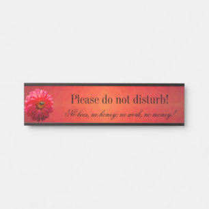 Bee Red Dahlia Desk Hanging Door Wall Name Plate