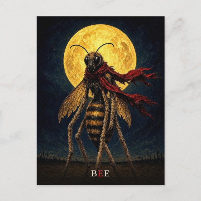 Bee Red Scarf gothic Surreal Postcard (Front)