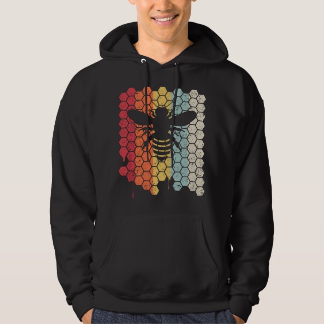 Bee . Retro Style Beekeeper Hoodie (Front)