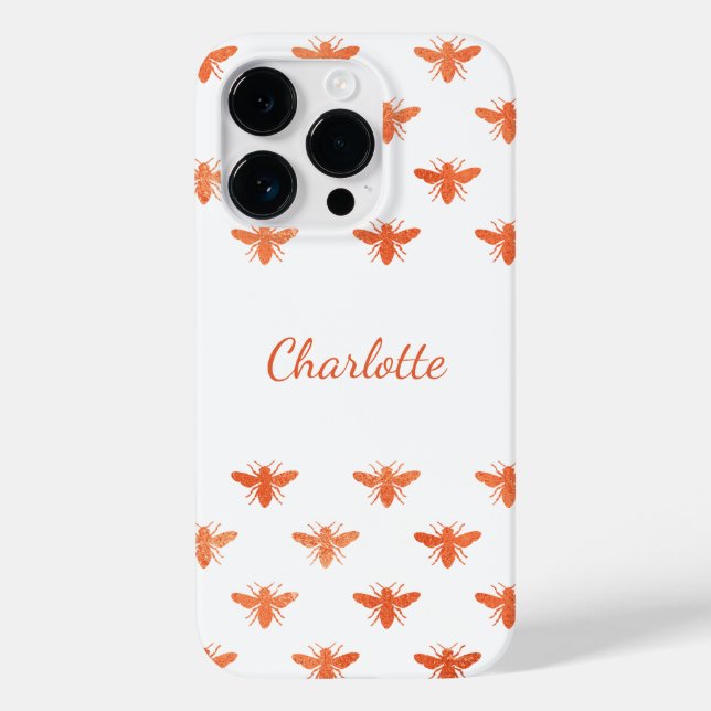 Bee rose gold monogram name script Case-Mate iPhone case (Back)