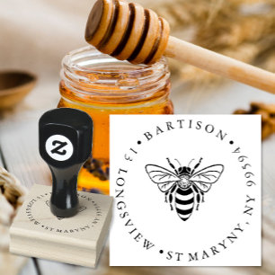 BEE ROUND RETURN ADDRESS RUBBER STAMP