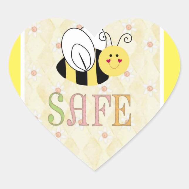 BEE SAFE HEART STICKER (Front)