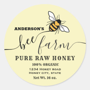Bee script bee farm honey jar label