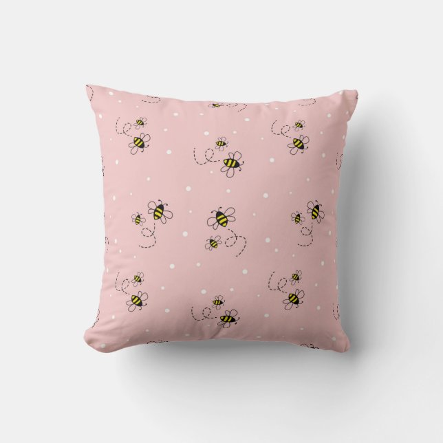 Bee seamless pattern on pastel background. Vintage Cushion (Front)