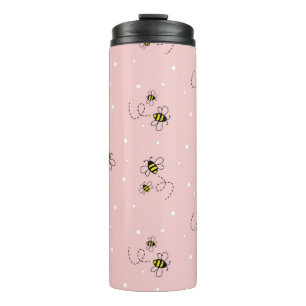 Bee seamless pattern on pastel background. Vintage Thermal Tumbler