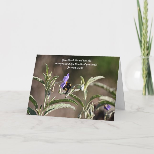 Bee Seeking Nectar Bible Verse Card Jeremiah 29:13 (Front)