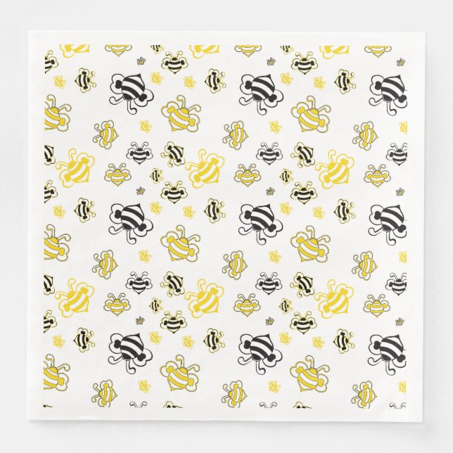Bee Sketch Paper Napkins – Elegant Honeybee Party  (Front)