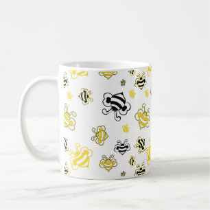 Bee Sketch Pattern Coffee Mug Nature-Inspired