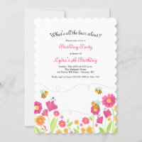 Bee Spring Birthday Party Invitation