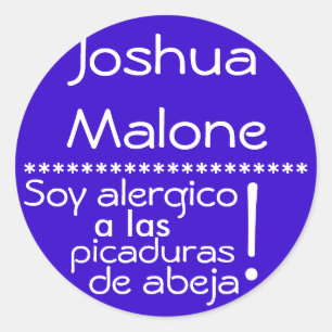 Bee sting Allergy Label