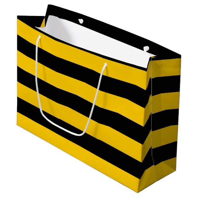 Bee Stripe Design Large Gift Bag (Front Angled)