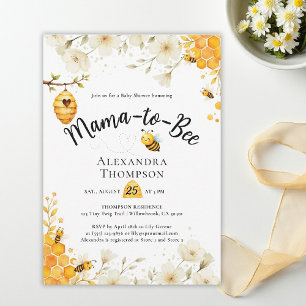 Bee Summer Floral Watercolor Elegant Baby Shower Invitation
