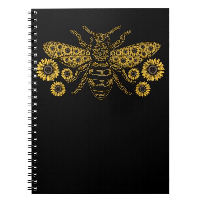 Bee Sunflower Beekeeping Honey Bees Lover Notebook (Front)