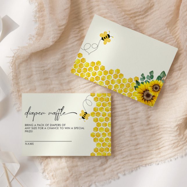 Bee & Sunflower Diaper Raffle  Enclosure Card (Creator Uploaded)