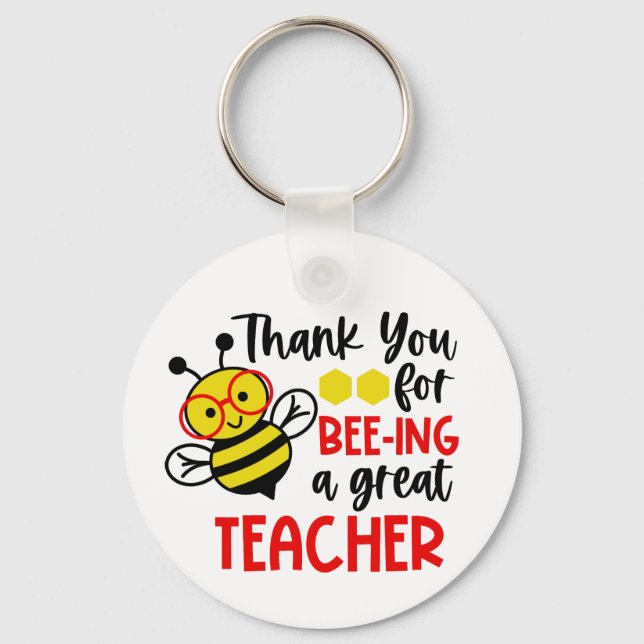 Bee Teacher Appreciation Keychains Personalised (Front)