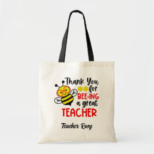 Bee Teacher Appreciation Tote Bags Personalised