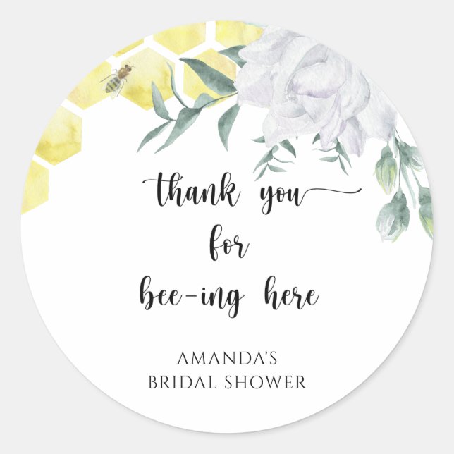 Bee thank you for bee-ing here  classic round sticker (Front)