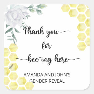 Bee thank you for beeing here  square sticker
